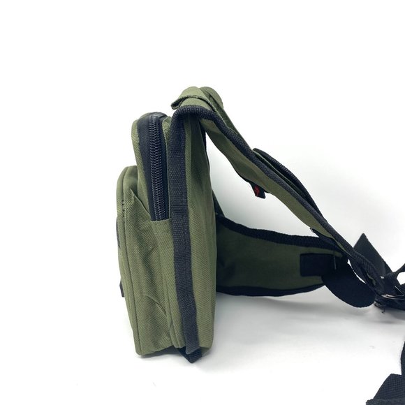 Messenger Men's Green Bag Poly Sport Shoulder Strap 4 Zip Pocket Cellphone Pouch - Picture 3 of 5